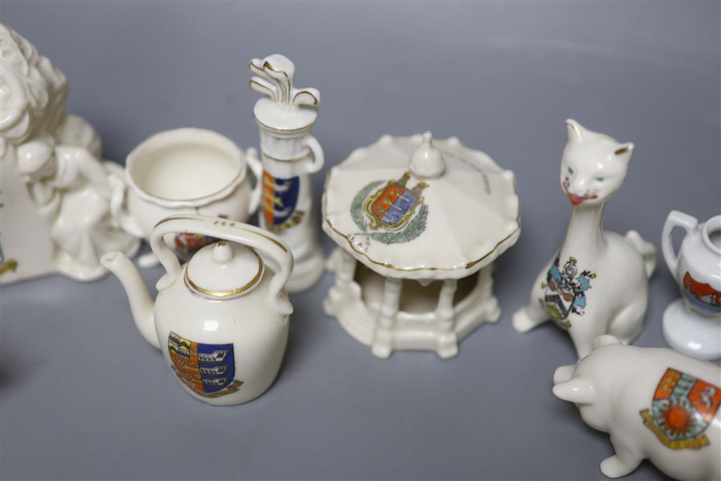 A small collection of crested china